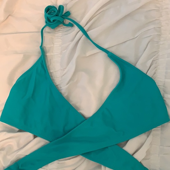 Turquoise Wrap Bikini Top - Picture 2 of 5